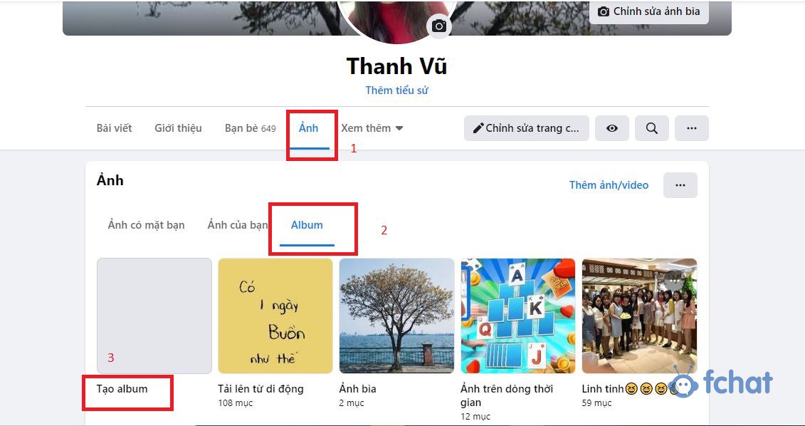 cách tạo album ảnh trên facebook bằng máy tính