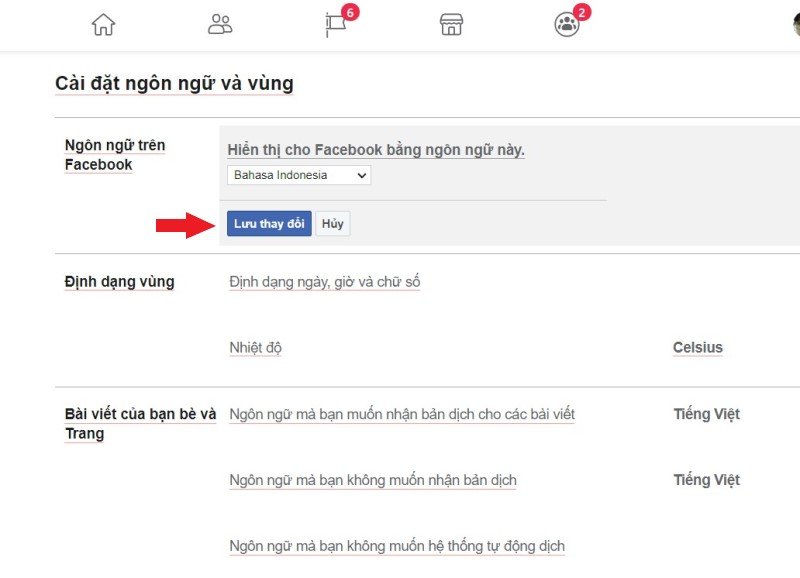 Chọn ngôn ngữ Bahasa Indonesia
