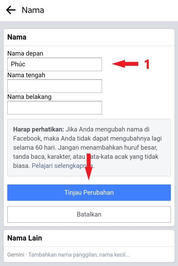 Đổi trên Facebook một chữ trên điện thoại