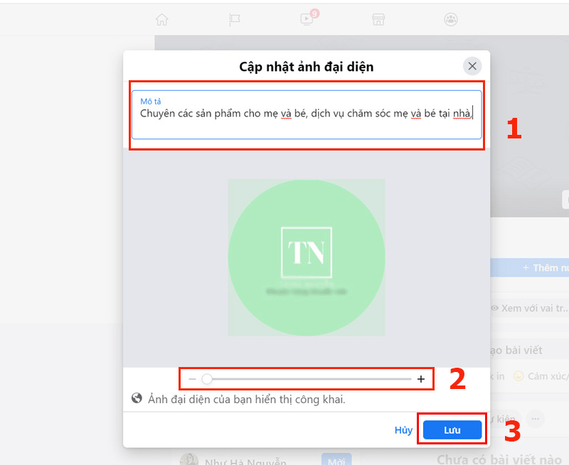 Chọn ảnh đại diện và bấm lưu