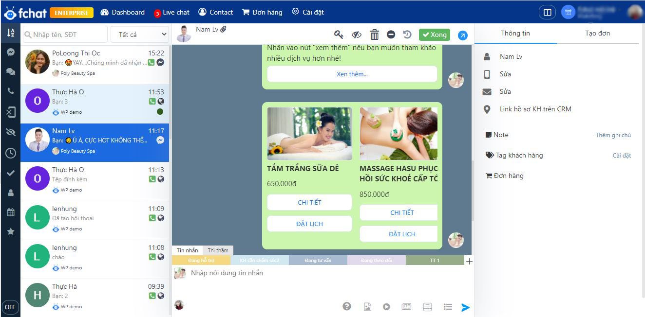 chốt đơn trong livechat