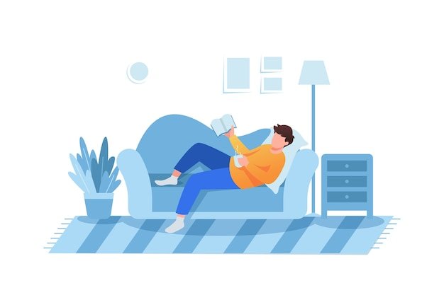 Free Vector | A person relaxing at home