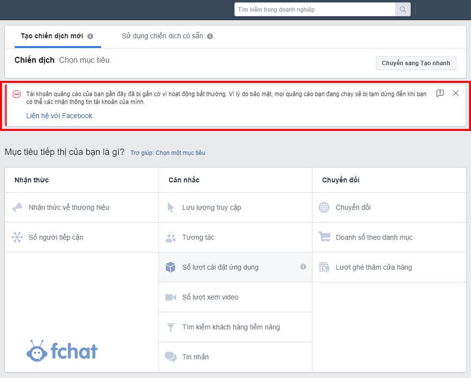 tai sao quang cao facebook khong duoc phe duyet